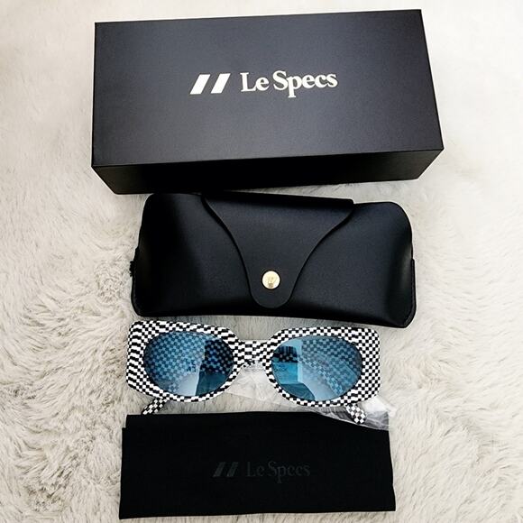 NEW Le Specs Bow Down Monochrome Black and White Checkered Unisex Sunglasses main image 6